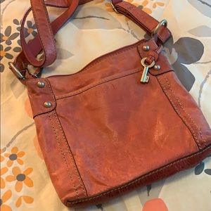 Fossil Pink leather cross body purse